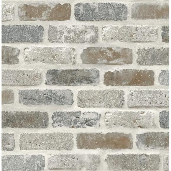 Washed Faux Brick Peel and Stick Wallpaper - Picture 1 of 8
